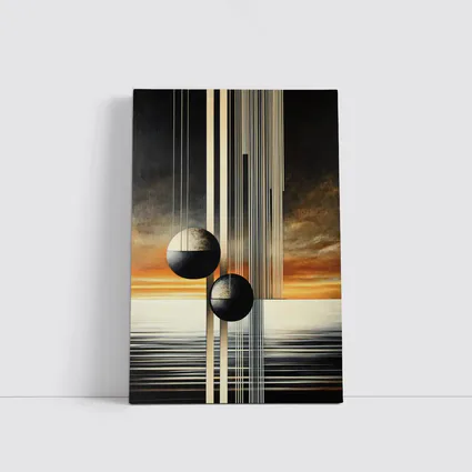 Abstract Geometric Spheres Sunset Sky Art