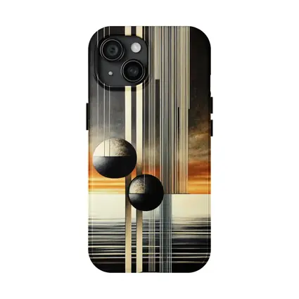Abstract Geometric Spheres Sunset Sky Art