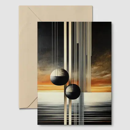 Abstract Geometric Spheres Sunset Sky Art