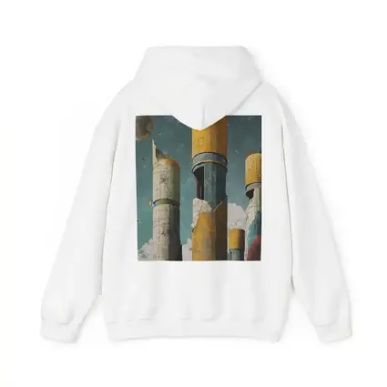 Brutalist Towers Surreal Sky Abstract Art