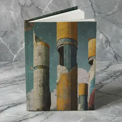 Brutalist Towers Surreal Sky Abstract Art