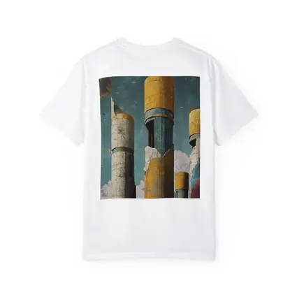 Brutalist Towers Surreal Sky Abstract Art