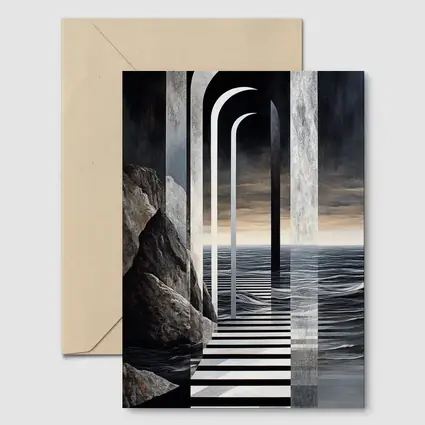 Surreal Arches Ocean Dark Atmospheric Art