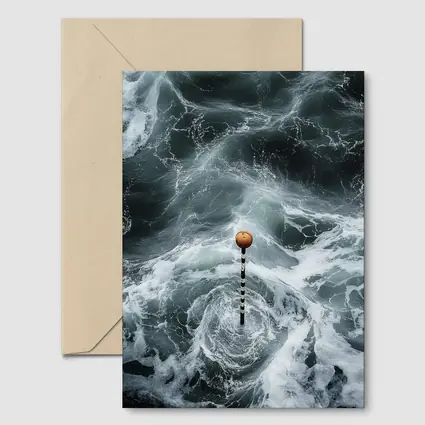 Ocean Buoy Swirling Dark Stormy Waves