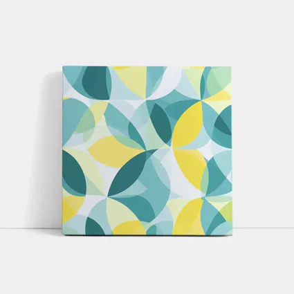 Teal Yellow Overlapping Circles Geometric Pattern