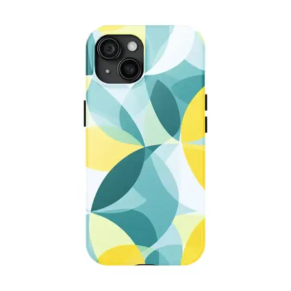 Teal Yellow Overlapping Circles Geometric Pattern