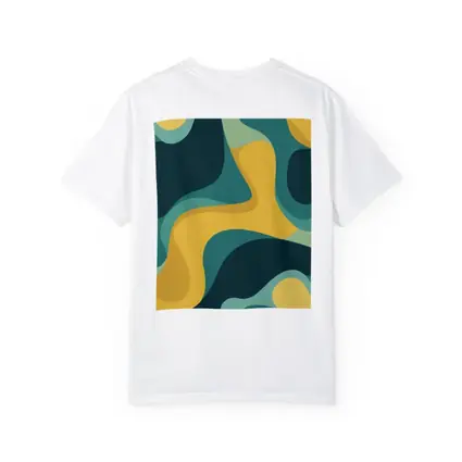Teal and Yellow Abstract Wavy Organic Shapes