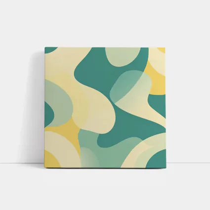 Teal Yellow Abstract Organic Blob Pattern