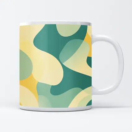 Teal Yellow Abstract Organic Blob Pattern