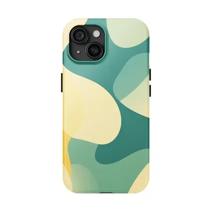 Teal Yellow Abstract Organic Blob Pattern