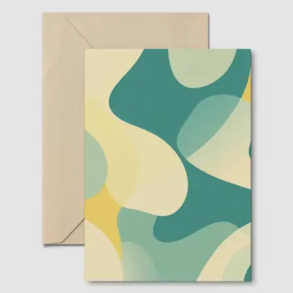 Teal Yellow Abstract Organic Blob Pattern