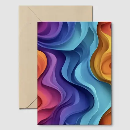 Colorful Abstract Wavy Layers Art Print