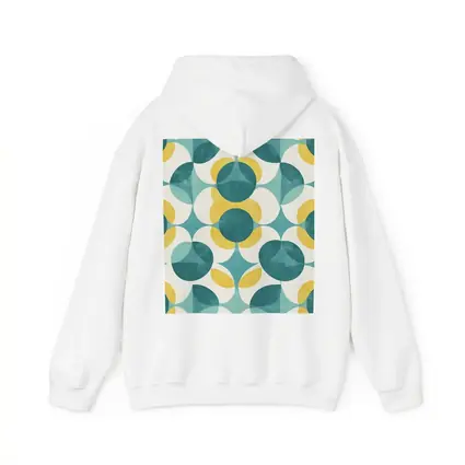 Retro Geometric Circle Pattern Teal Yellow