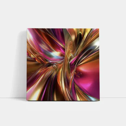Gold Pink Abstract Metallic Swirl Art