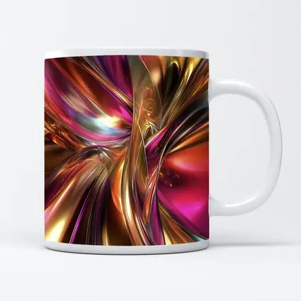 Gold Pink Abstract Metallic Swirl Art