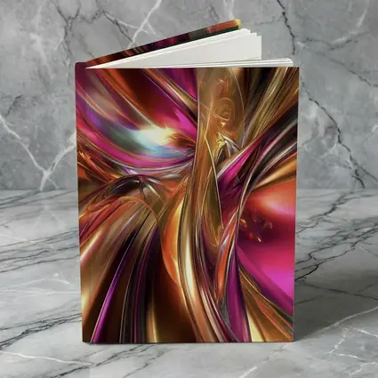Gold Pink Abstract Metallic Swirl Art