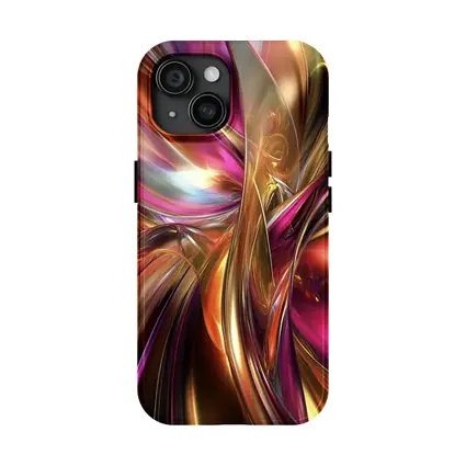 Gold Pink Abstract Metallic Swirl Art