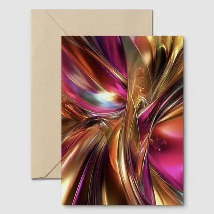Gold Pink Abstract Metallic Swirl Art