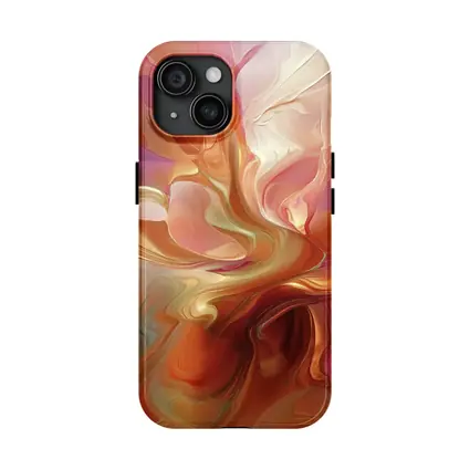Warm Abstract Swirl Art Pink Orange Tones