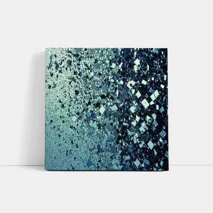Blue Silver Mirror Fragment Abstract Wall Art