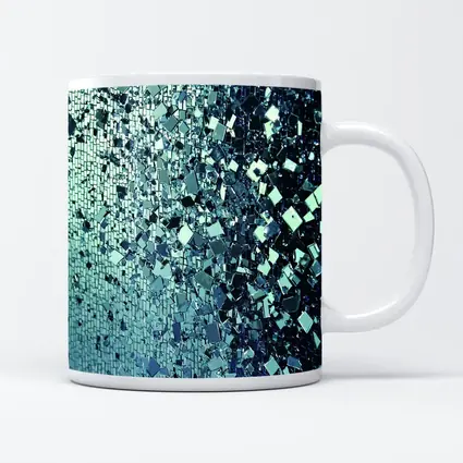 Blue Silver Mirror Fragment Abstract Wall Art