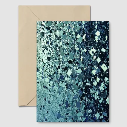 Blue Silver Mirror Fragment Abstract Wall Art