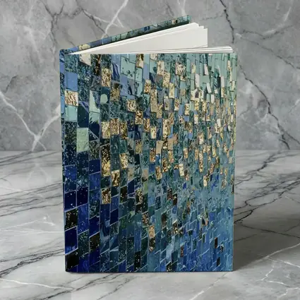 Blue Gold Mosaic Tile Abstract Wall Art