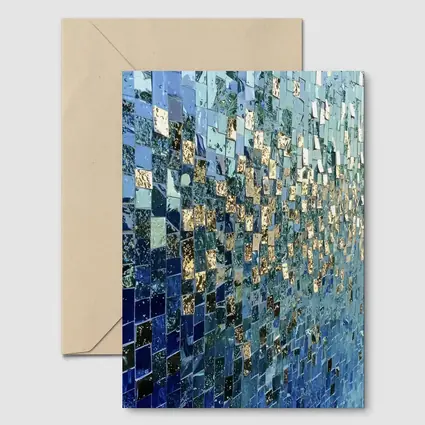Blue Gold Mosaic Tile Abstract Wall Art