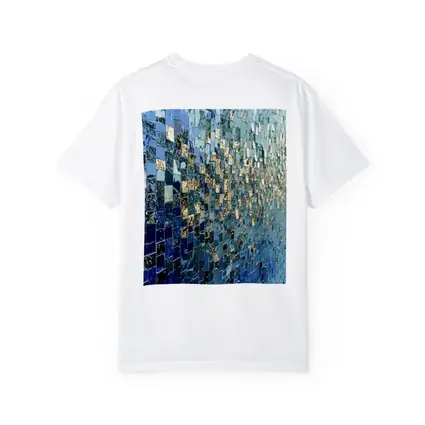 Blue Gold Mosaic Tile Abstract Wall Art