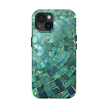 Teal Mosaic Tiles Swirling Pool Water