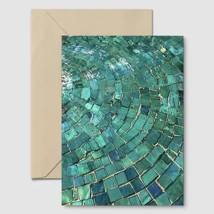 Teal Mosaic Tiles Swirling Pool Water
