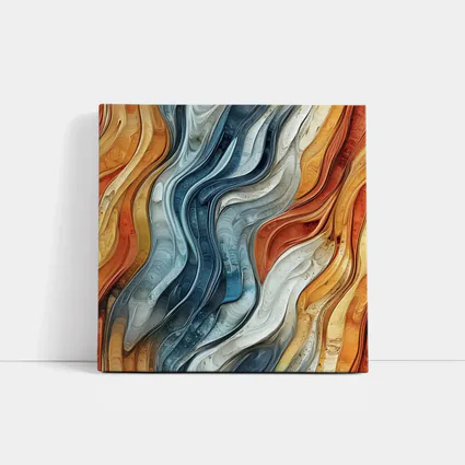 Flowing Waves Abstract Terracotta Blue Art