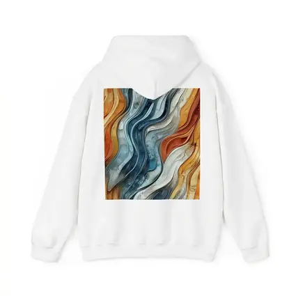 Flowing Waves Abstract Terracotta Blue Art