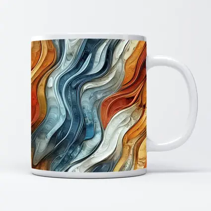 Flowing Waves Abstract Terracotta Blue Art