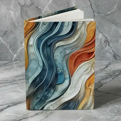 Flowing Waves Abstract Terracotta Blue Art