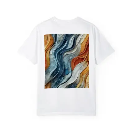 Flowing Waves Abstract Terracotta Blue Art
