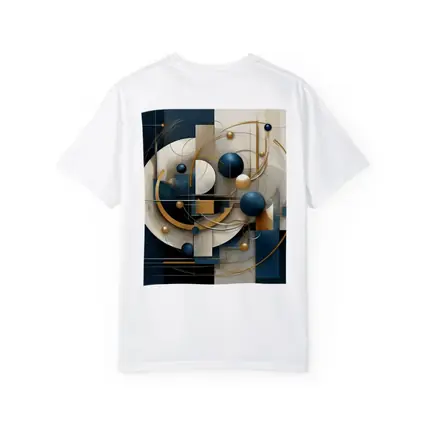 Abstract Blue Gold Geometric Spheres Art