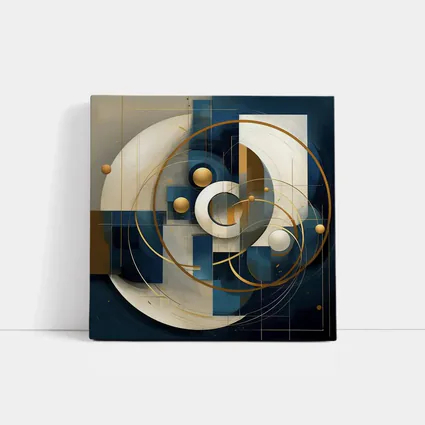 Abstract Blue Gold Geometric Circles Art