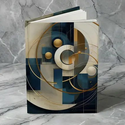 Abstract Blue Gold Geometric Circles Art