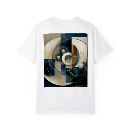 Abstract Blue Gold Geometric Circles Art