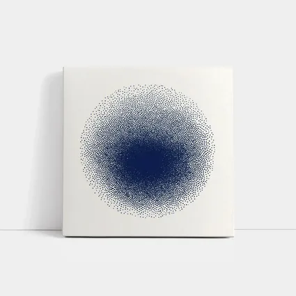 Navy Blue Dotwork Circle Abstract Minimal Art