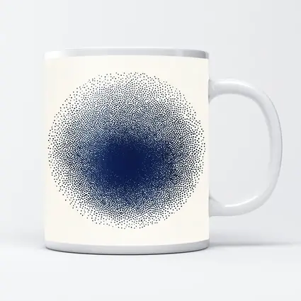 Navy Blue Dotwork Circle Abstract Minimal Art