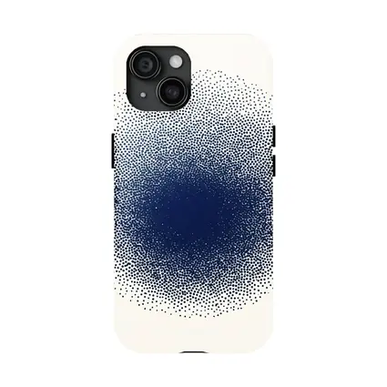 Navy Blue Dotwork Circle Abstract Minimal Art
