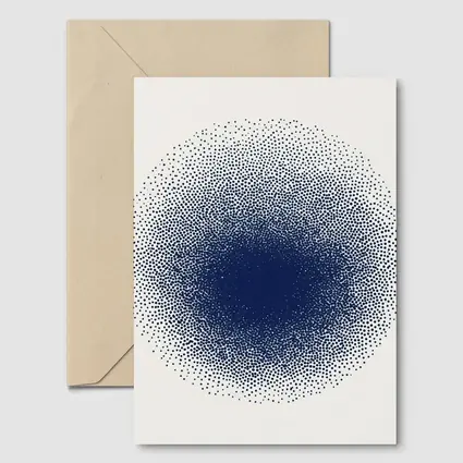 Navy Blue Dotwork Circle Abstract Minimal Art