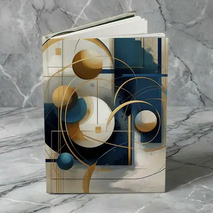 Gold Blue Geometric Abstract Art Beige Background