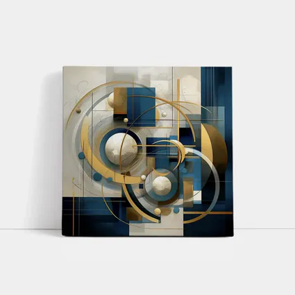 Gold Blue Geometric Abstract Art Circles