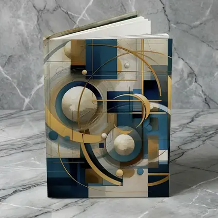 Gold Blue Geometric Abstract Art Circles