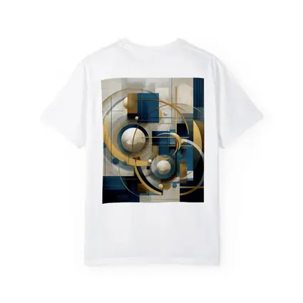 Gold Blue Geometric Abstract Art Circles
