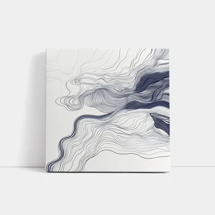 Navy Blue Flowing Lines Abstract White Background