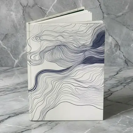 Navy Blue Flowing Lines Abstract White Background